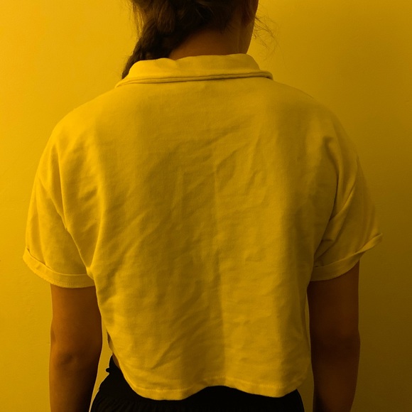 (Size M)Forever 21 Yellow Cropped Polo - Picture 2 of 2